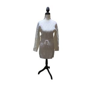 Cloud Ten White Sweater Dress w/ Waist Tie – Long Sleeve – NWT